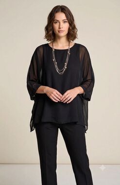 J.Jill size S wearever collection dolman sleeve sheer overlay top.